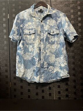Houston White x Target Men's Short Sleeve Button Down Shirt Floral Print Large
